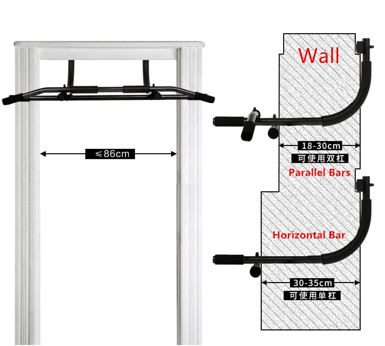 Дверь горизонтальный бар тело тренировки силовое оборудование для фитнеса сталь регулируемый стержень 200 кг нагрузка Pull Up Бар для дома спортзала HW203