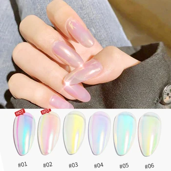 

NEW Aurora Powder Mermaid Shell Neon Flash Chrome Unicorn Color Laser Magic Mirror Pigment Dust Manicure For Nail art Pink DIY