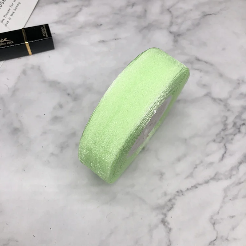 Fruit green Лента из органзы HINDJEF 6/"(25 мм) 50 ярдов/рулон для декоративной упаковки подарков свадебные ремесла Рождественская подарочная упаковка ручной работы DIY - Цвет: Fruit green