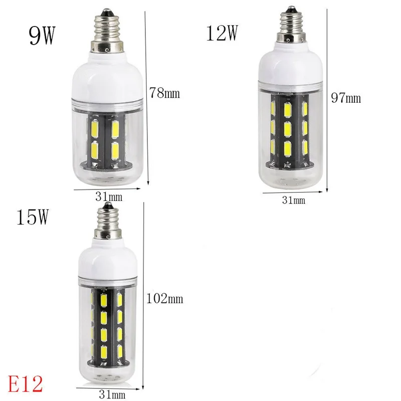 E12 110V Светодиодный светильник для кукурузы E26 E27 E12 E14 12W 15W 24W 7030 SMD Лампа 15 22 28 42 светодиодная люстра прозрачный корпус белый свет для домашнего декора - Испускаемый цвет: E12 110V
