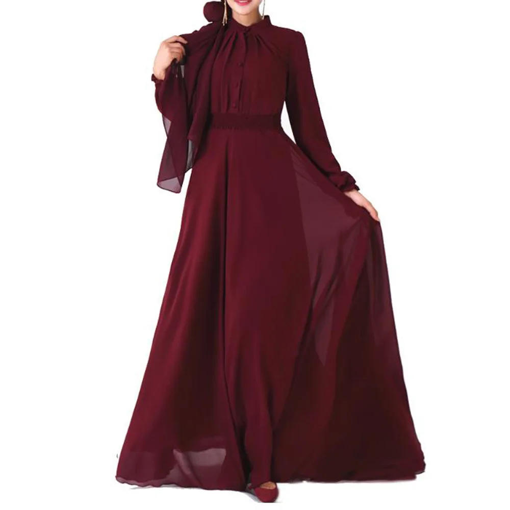 Maxi Dress Элегантное женское вечернее платье женские мусульманские платья с длинным рукавом однобортное свободное Макси-платье типа кафтан халат Восточный халат из марокена Исламская одежда - Цвет: Maxi Dress