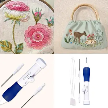 

Embroidery Pen DIY Crafts Magic Embroidery Pen Set DIY 3 Interchangeable Punch Needle Sewing Accessories Tool Set
