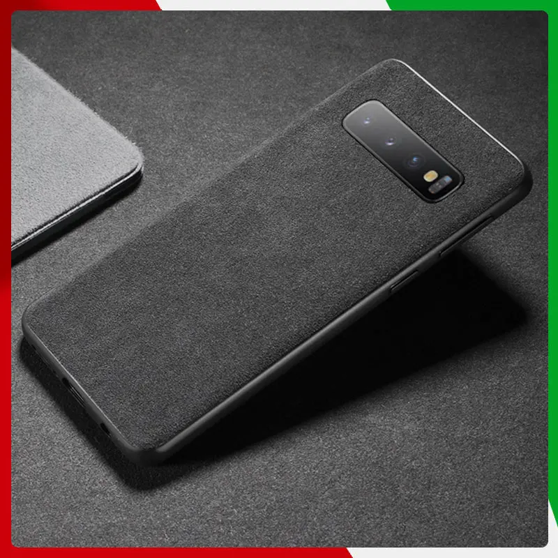 SanCore Алькантара чехол для телефона samsung чехол для samsung Galaxy S10+ S10 PLUS бизнес защитный анти-носить телефон сумка - Цвет: Black