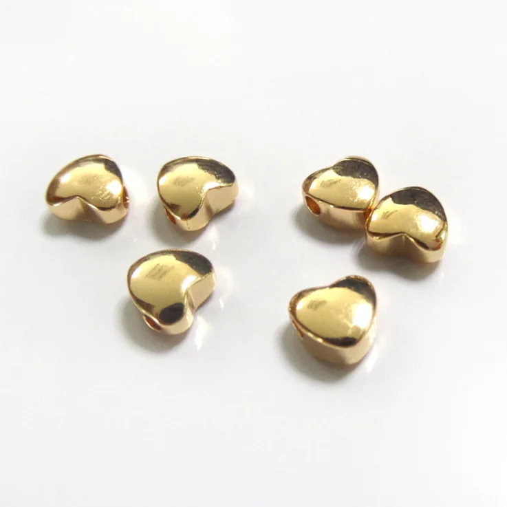 

JFE42 New Wholesale 100pcs Romantic Heart Spacer Beads Accessories Gold Electroplated Bead Women Fashion DIY Jewerly Finding