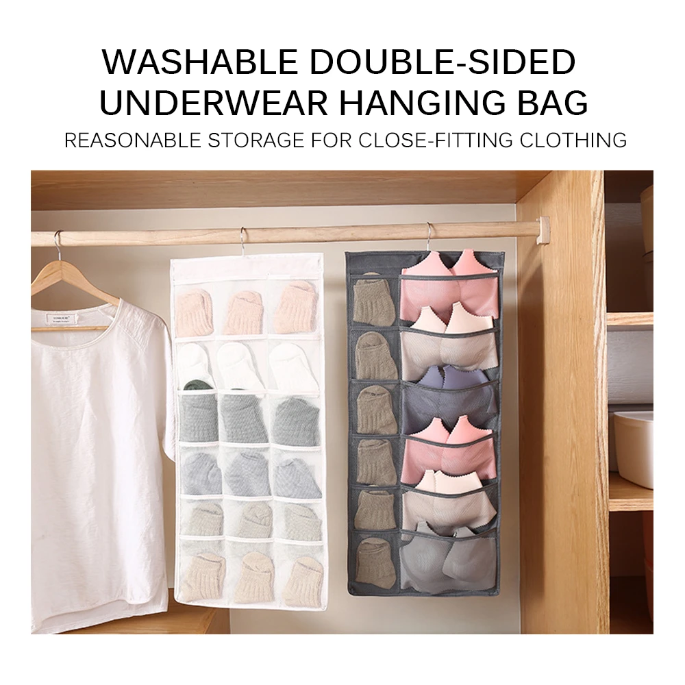 Foldable Wardrobe Wall Door Hanging Organiser Bra Underwear Socks Storage Bags 