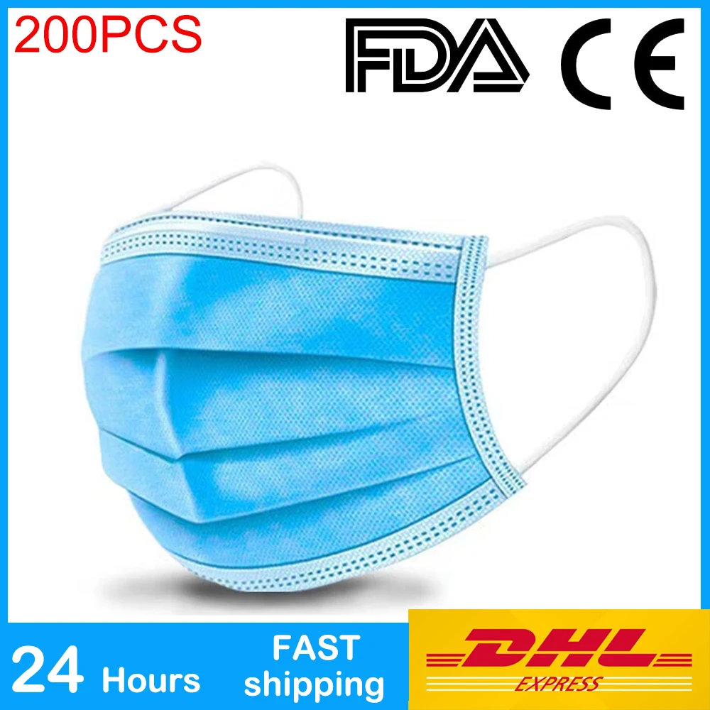 

DHL 3 Ply Disposable Face Mask Anti-Pollution Mouth Mask Protective Masks Elastic Earloop Dust Filter Safety Mask Dropshipping