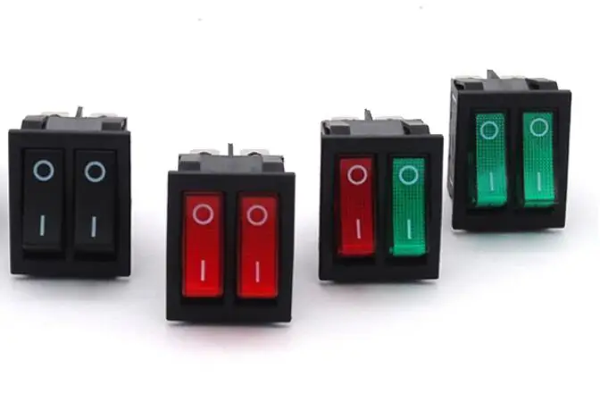 

10pcs rocker switch double 6pin 2 gear self locking 250V 16A KCD6 KCD8 ON-OFF for power supply