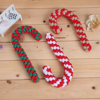 

Christmas Series Cotton Rope Braided Molar Teeth Knot Dog Toy Weaving Bite-resistant Teeth Cleaning Cat Dog Toy Pet Supplie