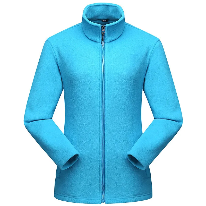 QUESHARK 4XL осенне-зимняя мужская и женская теплая флисовая куртка ветрозащитная походная Лыжная куртка - Цвет: Women blue