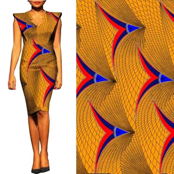 

2019 Elegant real 2020 wax 100% cotton best quality Ankara African printing wax fabric sewing material for party dress 6yards