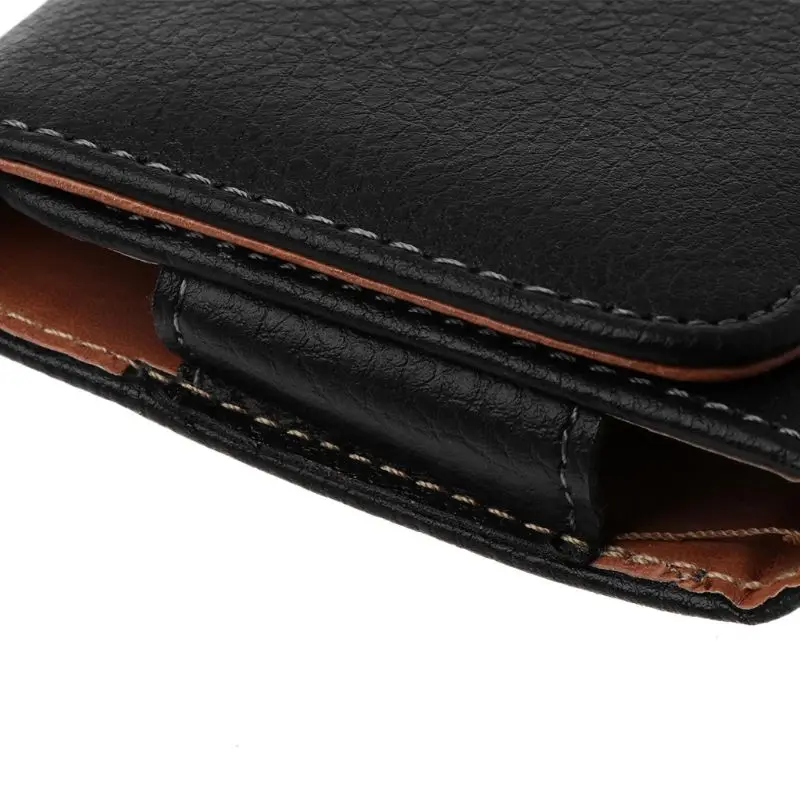 Universal Pria Hitam Leather Belt Sarung Klip Ponsel Kantong Horisontal Pinggang Casing untuk iPhone Samsung Huawei Xiaomi Ponsel