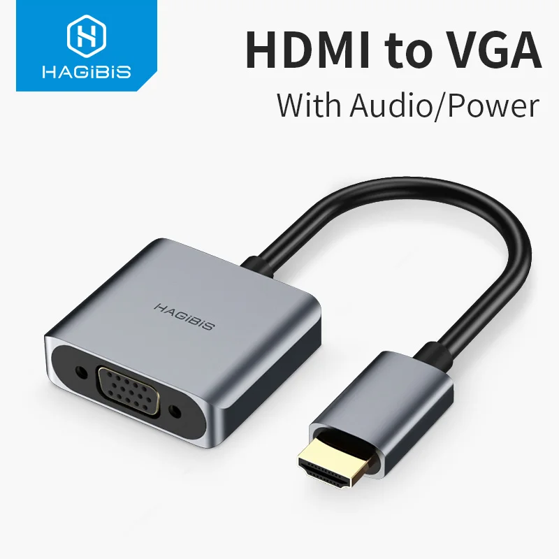 Hagиvот HDMI к VGA адаптер 1080P кабель Мужской к Famale конвертер с видео аудио порт питания для ПК ноутбук HD tv xbox PS3 PS4 tv