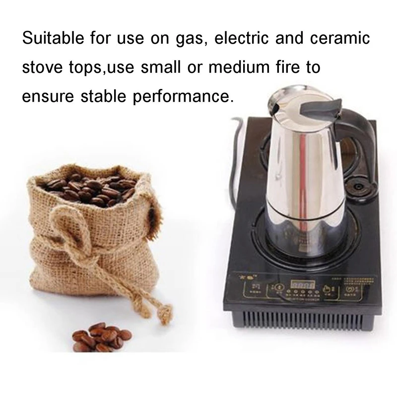 CSS 200Ml Portable Espresso Coffee Maker Moka Pot Stainless Steel with Electric Stove Filter Percolator Coffee Brewer Kettle Pot