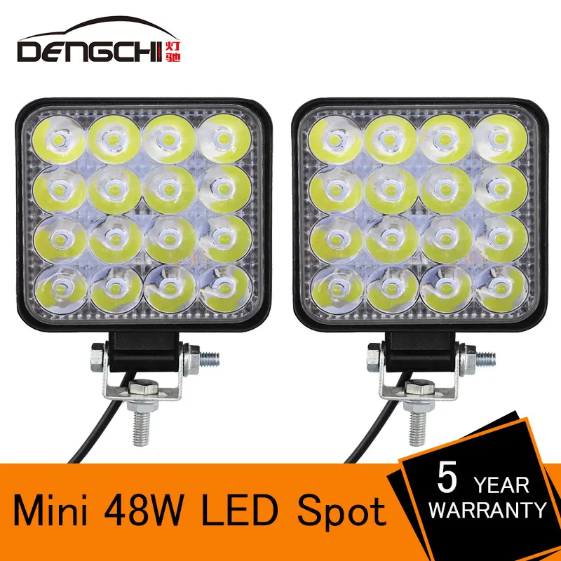 Mini 16Led 27W 48W Led Barre De Lumiere De Travail Spot Carré 12V 24V Barre De Lampe Led Tout-Terrain Pour Camion Offroad 4 X4 4W