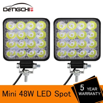 

Mini 16LED 27W 48W LED barre de lumière de travail spot carré 12V 24V barre de lampe LED tout-terrain pour camion Offroad 4X4 4W
