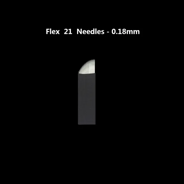 f21 - 0.18mm 100 шт. иглы для татуажа Agulhas Tebori, 12 контактов, микроблейдинг, 12 гибких изогнутых лезвий для перманентного макияжа, ручная ручка для бровей - Габаритные размеры: f21 - 0.18mm