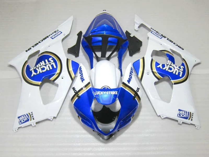 Обновите комплекты обтекателей для SUZUKI 2003 2004 GSXR1000 K3 послепродажный АБС обтекатели комплект 03 04 GSX R1000 Lucky Strike кузов - Цвет: Blue White
