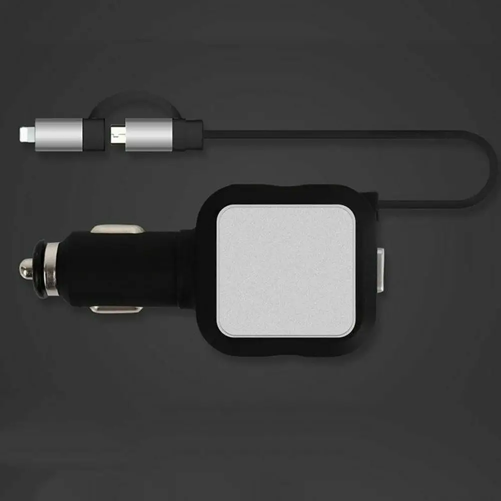 2 в 1 микро USB Выдвижной кабель для зарядки автомобиля USB адаптер питания для IOS Android мобильного телефона