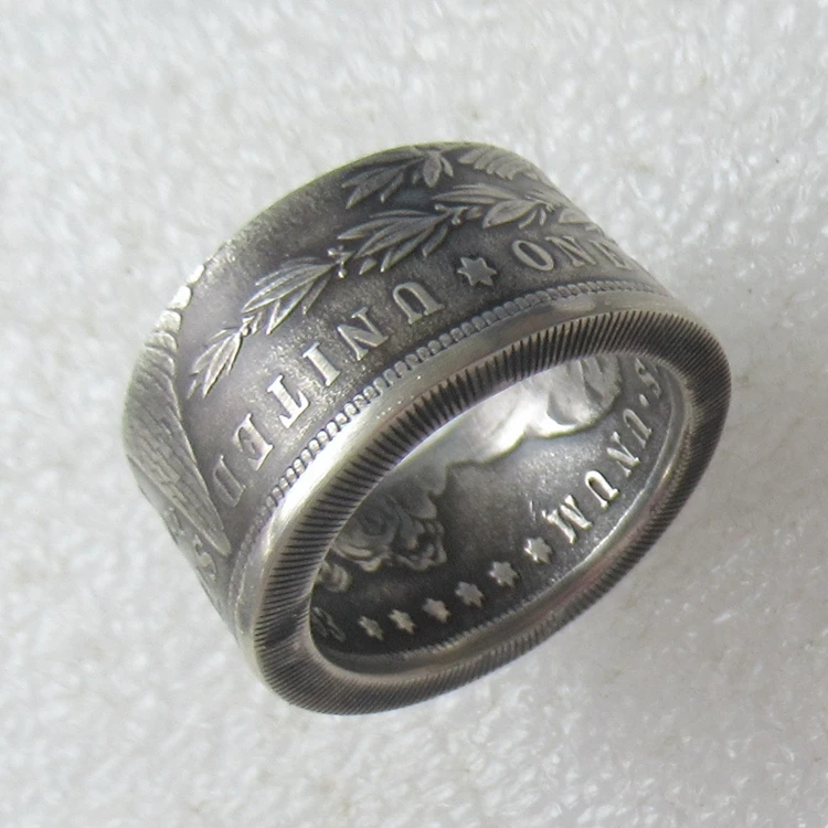 Кольцо для монет 90% серебряные кольца ручной работы винтажная ручная работа от Morgan серебряный доллар 187" Орел" американский размер 10-15
