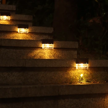 

4pcs Solar LED Stairs Step Lights Garden Wall Light Household Unique Waterproof Balcony Outdoor Courtyard Ornament for Fence