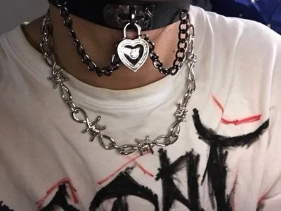 Панк Шипы железа унисекс чокер ожерелье Харадзюку хип хоп Мода ожерелье аксессуары уличная одежда