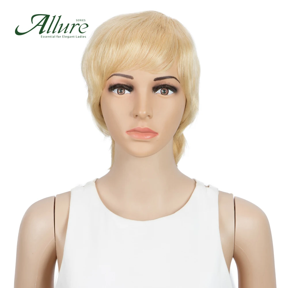 

Pixie Cut Wig Straight Short Blonde Hair With Bangs For Black Women Remy Brazilian Human Hair Full Wig Free Shipping Allure