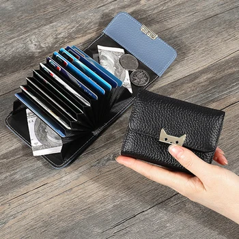 

Female Card Pack Antimagnetic Card Accordion Card Pack Rfid Wallet Genuine Leather Sweet Coin Purse Women Clutch Femme