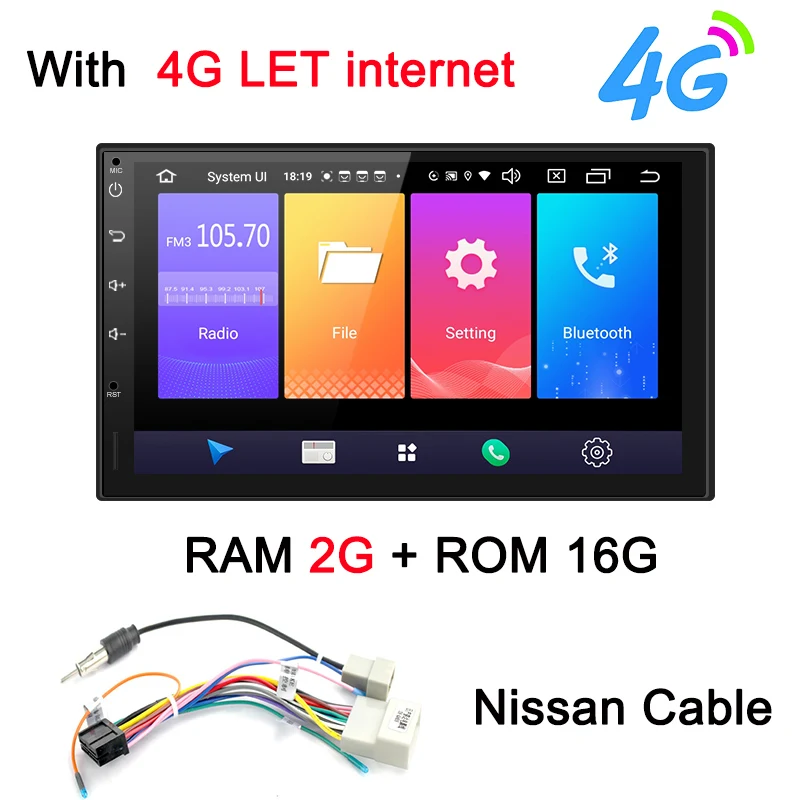 Автомобильный мультимедийный плеер AUTOTOP 2 Din Android 9,0 ", автомобильный DVD gps для Nissan, Toyota, Volkswagen, Mazda, BYD, Kia, VW, peugeot, Lada, стерео - Цвет: Nissan Cable 4G LTE