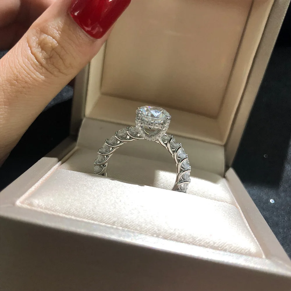 

high quality full cz wedding eternity love engagement sterling silver rings for women