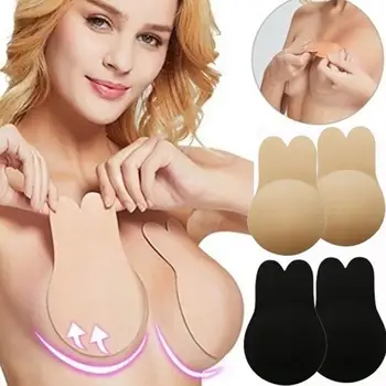 

Push Up Bras For Self Adhesive Silicone Strapless Invisible Bra Reusable Sticky Breast Lift Up Tape Kawaii Rabbit Bra Pads