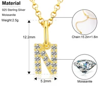 D Color Moissanite Diamond Tiny Letters Initial Pendant Necklace Real 925 Sterling Silver Simulated Diamond Moissanite For Women - Image 3