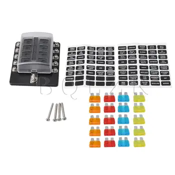 

BQLZR CS-579A3 10-way Car Automotive Screw Fuse Box Holder with LED Indicator
