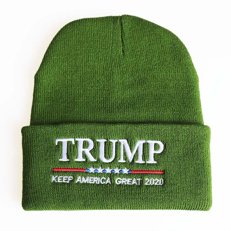 LIBERWOOD Trump, кепка с вышитым американским флагом/американским флагом, трикотажная шапка с черепами, шапка с американским флагом для мужчин и женщин, зимняя шапка - Цвет: 14 green