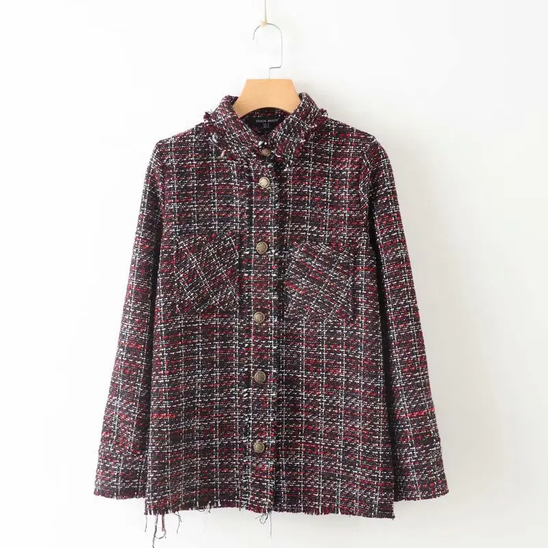 

2018 Autumn And Winter Single Breasted Soft It Fold-down Collar Long Sleeve Straight-Cut Pattern Cropped Jacket SOFT Coat