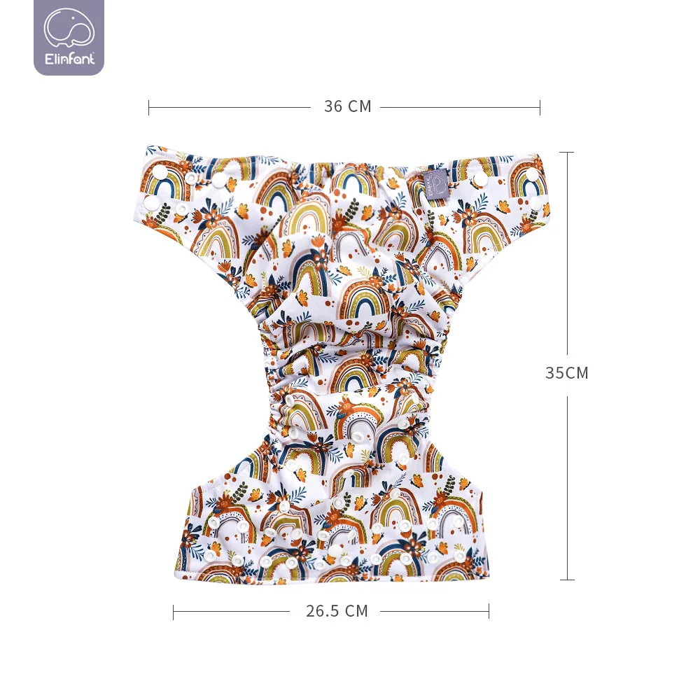 Elinfant Print Coffee Fleece Inner Waterproof Cloth Diaper