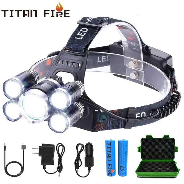 US $5.99 T30 LED Headlamp High Lumen 35 LED Light Ultra Bright Headlight USB Rechargeable 4 Modes Flashligh