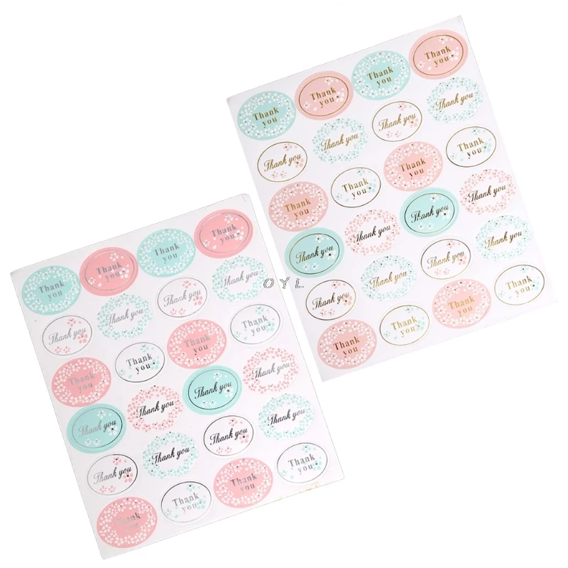 

120pcs Round Golden "Thank you" Series Color Seal Sticker For Baking DIY Package