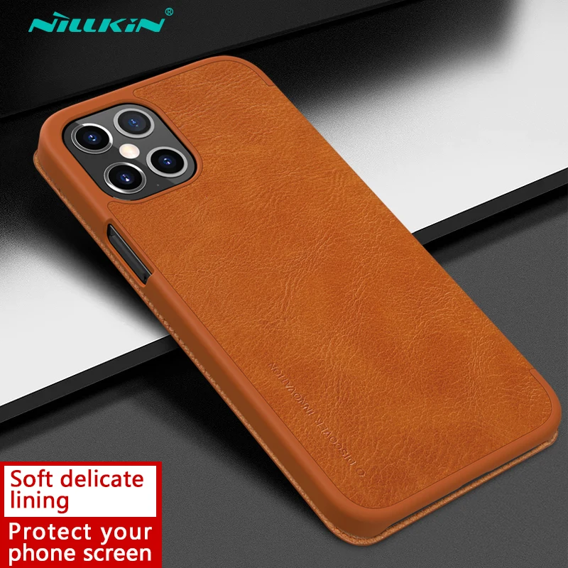 NILLKIN QIN Flip Cover For Apple iPhone 12 Pro Max Leather Back Cover Card Pocket Phone Case For iPhone 12 Pro