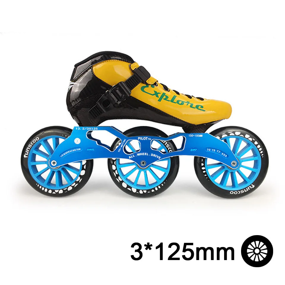 Yellow Blue ISPORTS скоростные роликовые коньки из углеродного волокна для соревнований 3*125 мм или 4*100/110 мм уличные гоночные коньки Patines роликовые коньки SH56 - Цвет: Yellow Blue