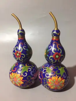 

Chinese Cloisonne Carved Flower Gourd Cucurbit Copper Statue Brass Gourd Longevity Gift Home Exorcise Evil Spirits Decoration