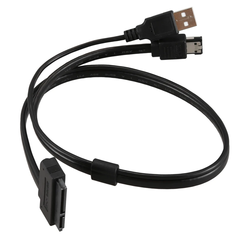 22pin SATA to eSATA USB data cable adapter cord 0.5m for hard drives Black