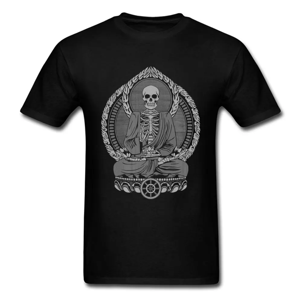 

Starving Skull Buddha Tshirt Ink Charcoal Tops & Tees Crewneck 100% Cotton Geek Men T-shirts Novelty Meditation T Shirt New