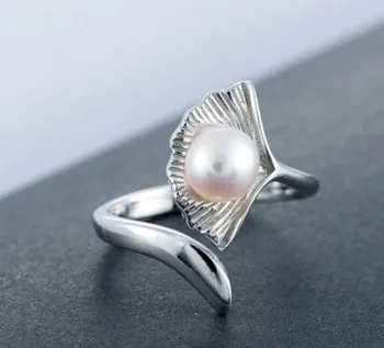 

wholesael 2pcs/lots chaming 925 silver inlay diamond crystal pearl lady;s ring open 23.8j