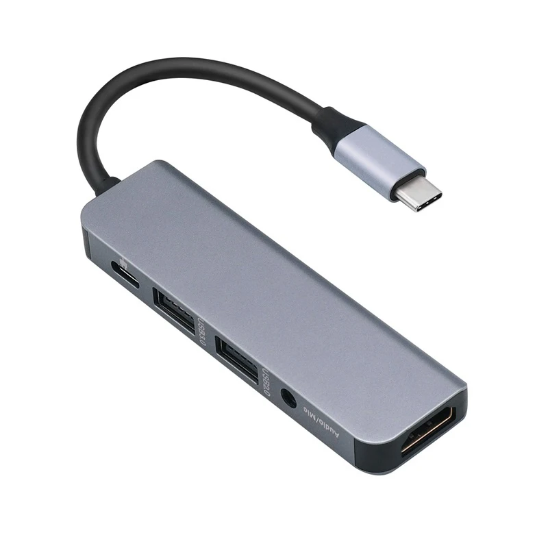 

5-In-1 Type-C Docking Station HUB to HDMI USB3.0+USB2.0 PD Audio USB C Hub