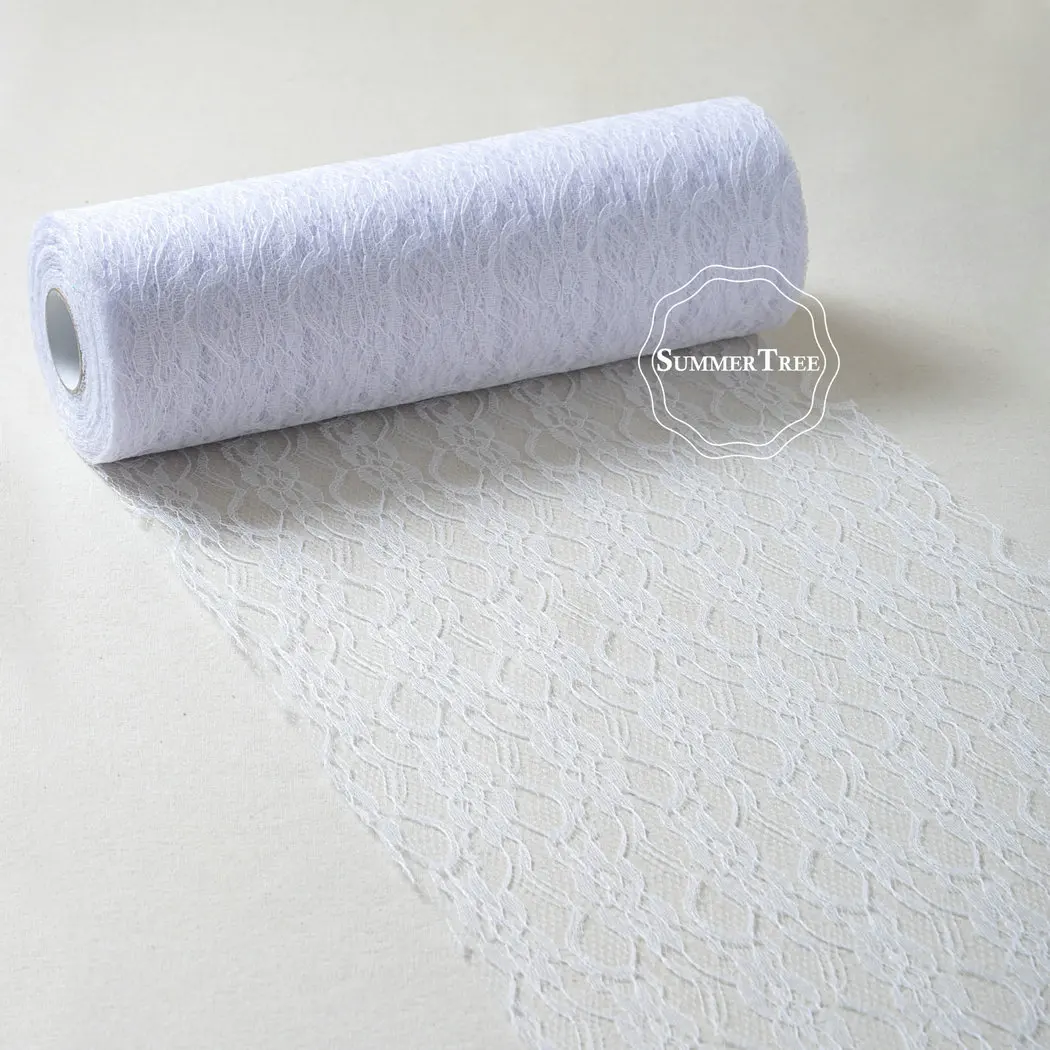 Lace Roll Ribbon 12inch x 25yards White Netting Fabric Wedding Party Chair Sash Table Runner Handmade DIY Cratf Decor | Дом и сад