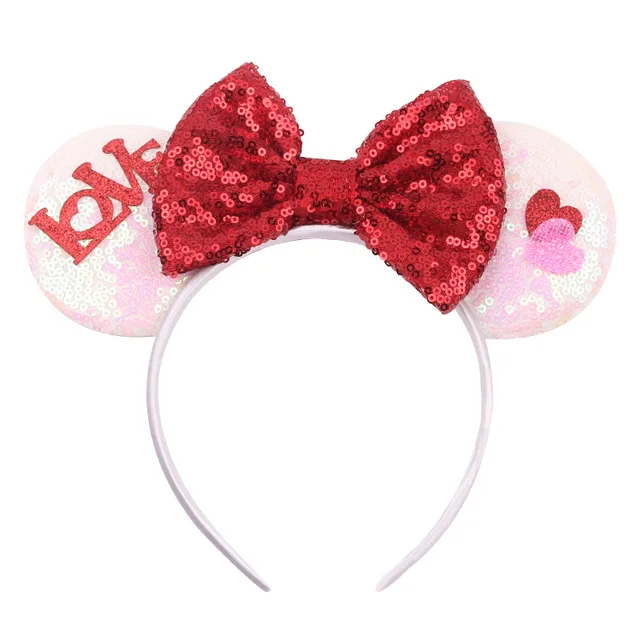 Disney Mickey Stitch Frozen Ears Headband Sequins Hair Bows Charactor For Women Festival Hairband Girls Hair Accessories Party 14