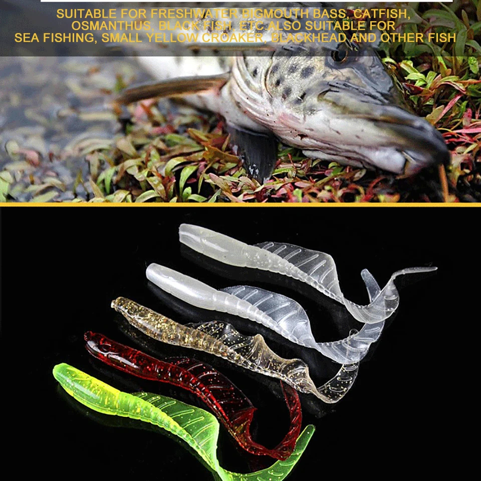 WALK FISH 10PCS 58MM 75MM 86MM Lifelike Long Tail Worms Lures Artificial Silicone Soft Bait Bass Pike Fishing Lure Wobbler