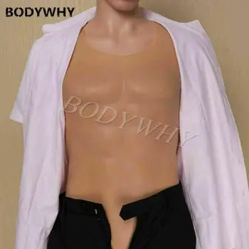 

New Men's Chest Muscle Silicone Vest Fake Chest Muscle Pecloralis Cosplay Shirts Body Shapers Pullover
