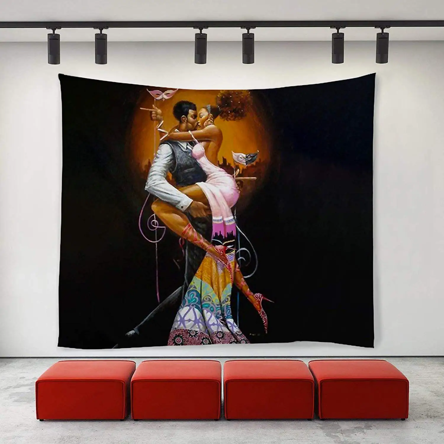 Pole Dance афро пара афро американские женщины Пара Lover Kiss гобелены уникальное искусство на заказ