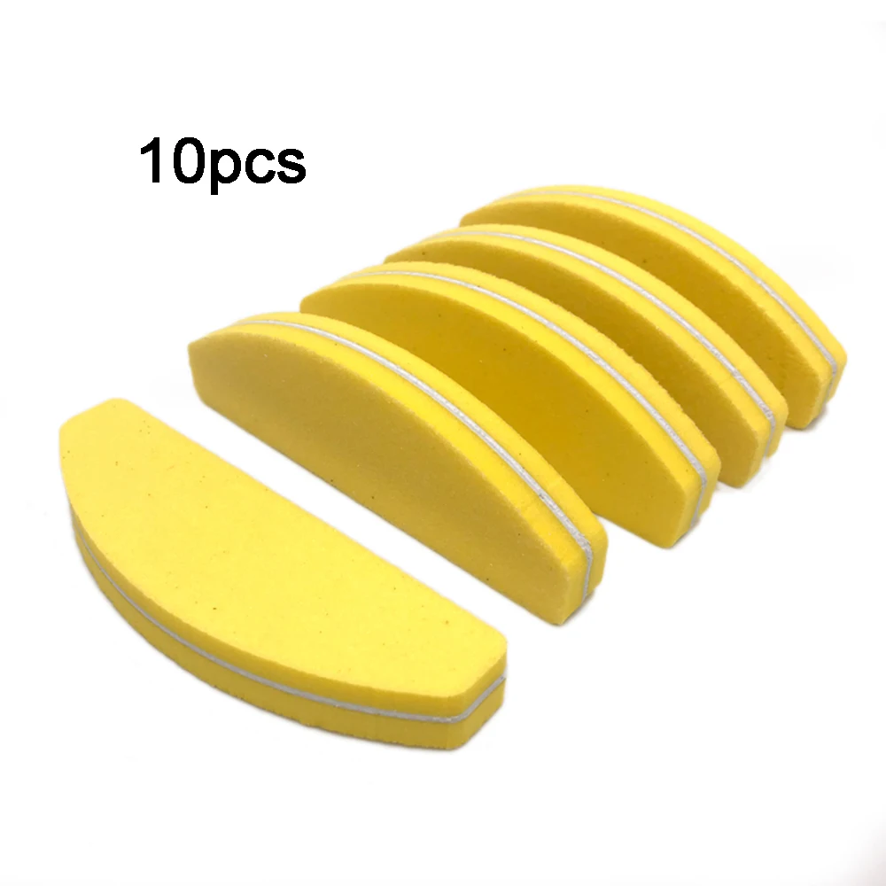 10Pcs Mini Nail Art Sanding Buffer Files Colorful Half Moon Nail File Blocks Grinding Polishing Manicure Care Tools For Salon - Цвет: yellow